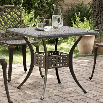 vidaXL Tuintafel 80x80x75 cm gietaluminium bronskleurig, Verzenden, Nieuw, Aluminium