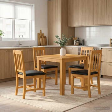 vidaXL Eetkamerset VENLO 5 st Zwart 90 x 90 x 75 cm Massief, Verzenden, Nieuw