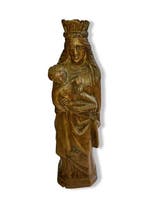 Beeld, Maria met Kind Jezus in Hout België - 34.5 cm - Hout, Antiek en Kunst