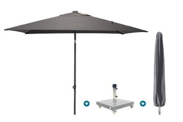 4SO Oasis stokparasol 200x250 cm. - Antraciet Sevilla voet, Verzenden, Nieuw, Parasolvoet, Kantelbaar