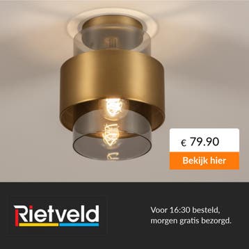 Rietveld-Plafondlampen-Goud, Brons-Glas, Metaal, Verzenden, Nieuw