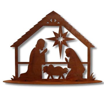 Handgemaakte Rustieke Metalen Kerststal  40X28X10 cm, Verzenden, Nieuw