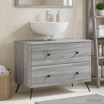 vidaXL Badkamer wastafelkast BREDA Grijs Sonoma 82 x 41 x 59, Verzenden, Nieuw, Wastafelkast