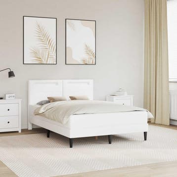 vidaXL Bedframe met LED-stripverlichting Wit 120 x 200 cm, Overige materialen, Verzenden, Wit, Nieuw