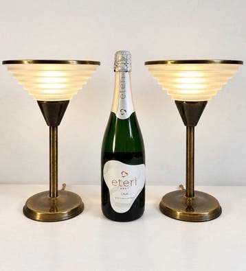 Tafellamp - Diamond Cutted - Glas, Staal - Set