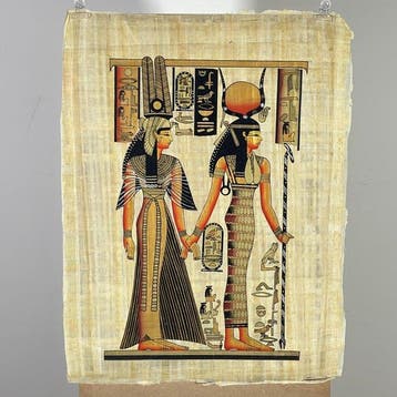 Traditional Egyptian Painting on Papyrus - Goddess Isis, Antiek en Kunst