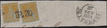 Italiaanse oude staten - Toscane 1851 - 1 s. geelgoud op, Gestempeld