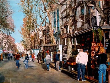 Joan Ripoll Brugueres (1955) - Dia de Otoño en la Rambla