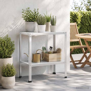 vidaXL Planttafel 60 x 40 x 80 cm Gepoedercoat staal Wit, Tuin en Terras, Verzenden, Nieuw