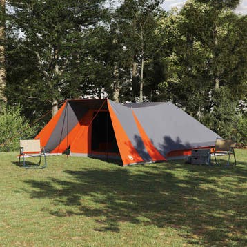 vidaXL Tipi Tent 12-persoons Grijs en Oranje taft, Verzenden, Nieuw, Tot en met 2