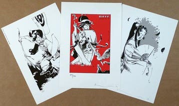 Michetz, Marc - 3 Ex Libris - Kogaratsu - Geisha Eventail /, Nieuw