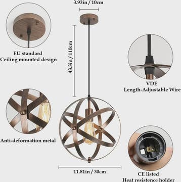 IndustriÃ«le Metalen Hanglamp - Sfeervolle Bolvormige Kooi L, Verzenden, Nieuw