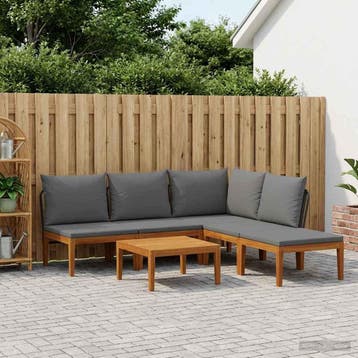 vidaXL 6 st Massief acaciahout & touw Naturel, Verzenden, Nieuw, 6 zitplaatsen