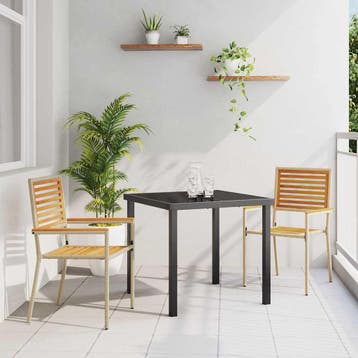 vidaXL Tuinstapelstoelen 2 pcs Bruin en beige 54 x 56 x 90, Tuin en Terras, Tuinstoelen, Verzenden, Nieuw