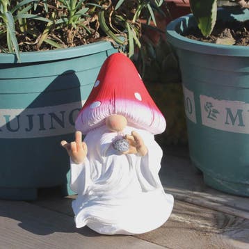 Grappige Mushroom Kabouter Tuinbeeld met Middenvinger - Humo, Tuin en Terras, Verzenden, Nieuw