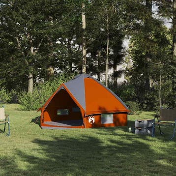 vidaXL Teepee Tent 4-Person 4-persoons Grijs en Oranje, Verzenden, Nieuw, Tot en met 2