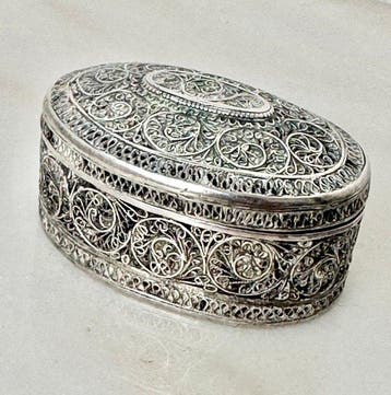 Snuifdoos - Zilver - Filigraan, Antiek en Kunst