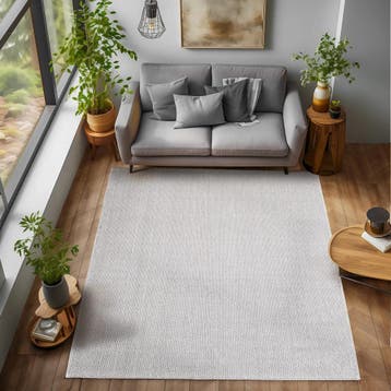 Laagpolig Vloerkleed | Loom | Uni | Zilver | 140x200 cm, Verzenden, Nieuw