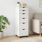 vidaXL Rolling Kast met wiel Wit 34 x 39 x 93,5 cm Massief, Verzenden, Nieuw