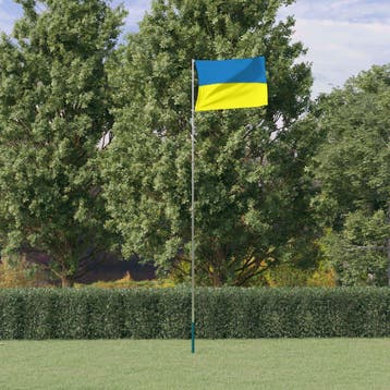 vidaXL Vlag met vlaggenmast Oekraïne 5,55 m aluminium, Verzenden, Nieuw