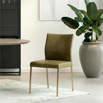 Leren eetkamerstoel Basic - Vintage Olive (olijf/groen) -, Overige kleuren, Nieuw, Leer, Ophalen of Verzenden