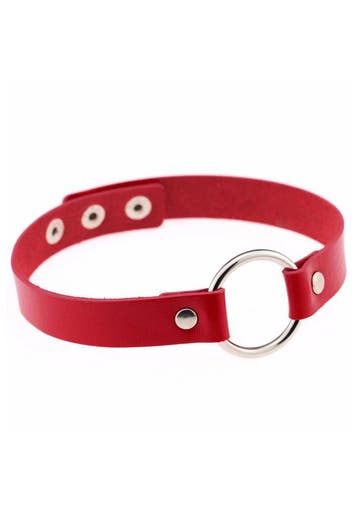 Choker Rood Ring Pu Leer Collar Ketting Halsband Sexy, Kunststof, Verstelbaar, Nieuw, Ophalen of Verzenden