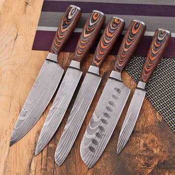 Keukenmes - Chefs knife - Pakka Wood en gevouwen staal -