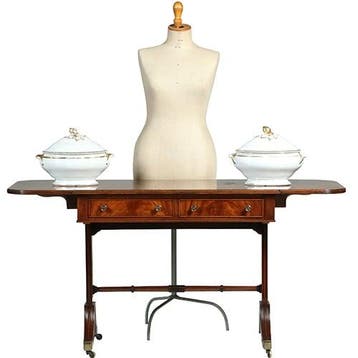 Mahonie met bloemmahonie sidetable of smalle schrijftafel me, Ophalen of Verzenden