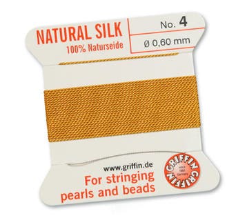 Parel zijde Griffin 2 meter met naald  No: 4 Ø 0,60mm Amber, Ophalen of Verzenden, Nieuw, Kraal