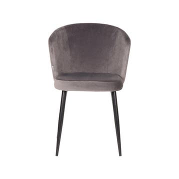 Stoel Wave | Grijs | Fluweel | Zwart Metalen Frame | 2 stuks, Verzenden, Nieuw in verpakking