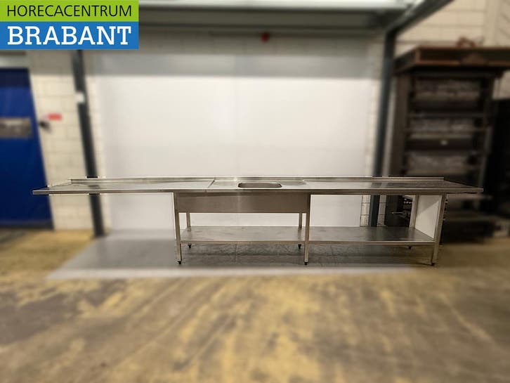RVS Spoeltafel Spoelbak met onderschap 480 x 62 x 91 cm, Zakelijke goederen, Horeca | Keukenapparatuur, Gebruikt, Ophalen of Verzenden