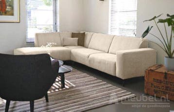 Hoekbank Maarssen - hoekbanken - Creme, Nieuw, 150 cm of meer, Stof, 250 tot 300 cm