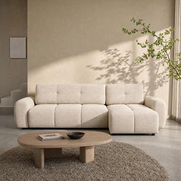*WOONWINKEL* Beige Slaapbank Met Chaise Longue, Huis en Inrichting, Banken | Bankstellen, Verzenden, Nieuw