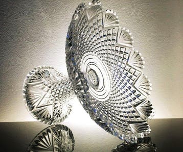 Val Saint Lambert - Serveerschaal - Coupe sur Pied Diamants
