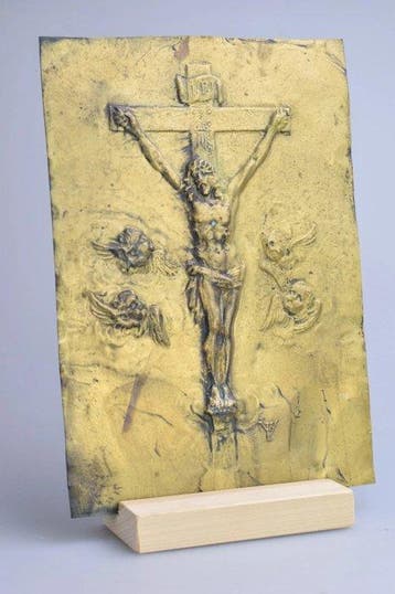 Kruis - Messing - 1850-1900 - Christus aan het Kruis - 22 x, Antiek en Kunst
