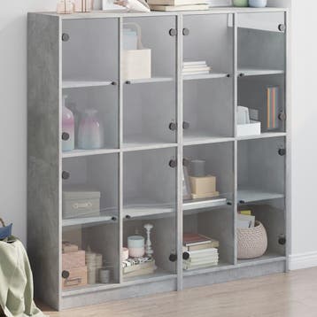 vidaXL Boekenkast met deuren 136x37x142 cm bewerkt hout, Minder dan 50 cm, Verzenden, Nieuw, Minder dan 100 cm