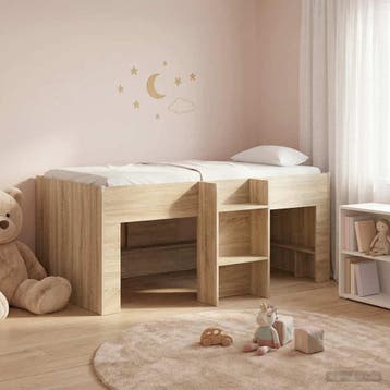 vidaXL Kinder Hoogslaper Sonoma Eiken 80 x 160 cm Bewerkt, Verzenden, Nieuw, Bruin, Hout