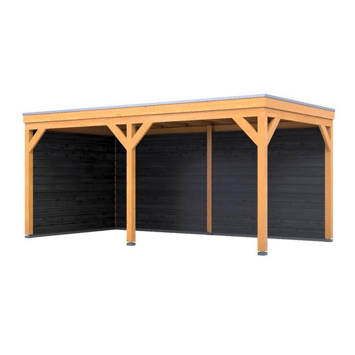 Douglas overkapping, 302 x 492 cm + wanden zwart, Verando, Tuin en Terras, Overkappingen