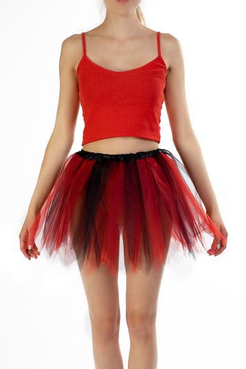 KIMU® Tutu Zwart Rood Tule Rokje 110 116 122 128 134 140 Zwa, Kinderen en Baby's, Ophalen of Verzenden, Nieuw, Meisje