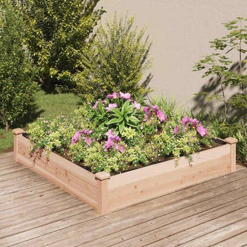 vidaXL Plantenbak verhoogd met voering 120x120x25 cm massief, Minder dan 30 cm, 100 cm of meer, Verzenden, Nieuw