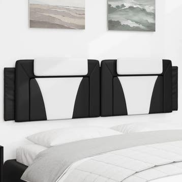 vidaXL Hoofdbordkussen Viana 180 cm kunstleer zwart en wit, Verzenden, Nieuw, Zwart, Overige materialen