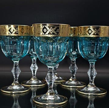 Artemisia - Drinkset (6) - Kristal, goud 24 karaat