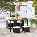 vidaXL 5-delige Tuinset poly rattan en acaciahout zwart, 4 zitplaatsen, Nieuw, Tuinset, Verzenden