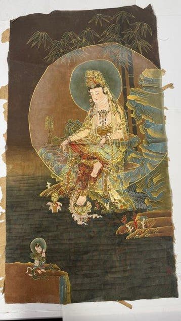 Chinees schilderij - Textiel - China - 20e eeuw, Antiek en Kunst