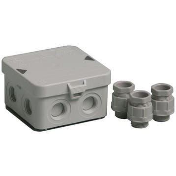 Universeel kabeldoos met deksel IP65 incl. 3 wartels, Verzenden, Nieuw