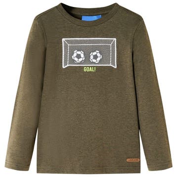 vidaXL Kindershirt met lange mouwen 116 gemêleerd kakikleur, Verzenden, Nieuw