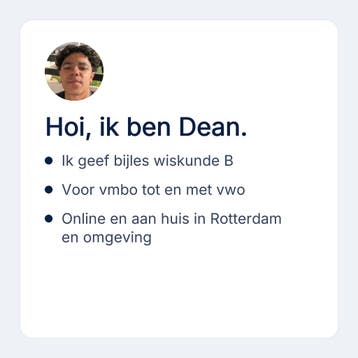 Bijles wiskunde B in Rotterdam, vmbo tot en met vwo, Privéles, Bijles