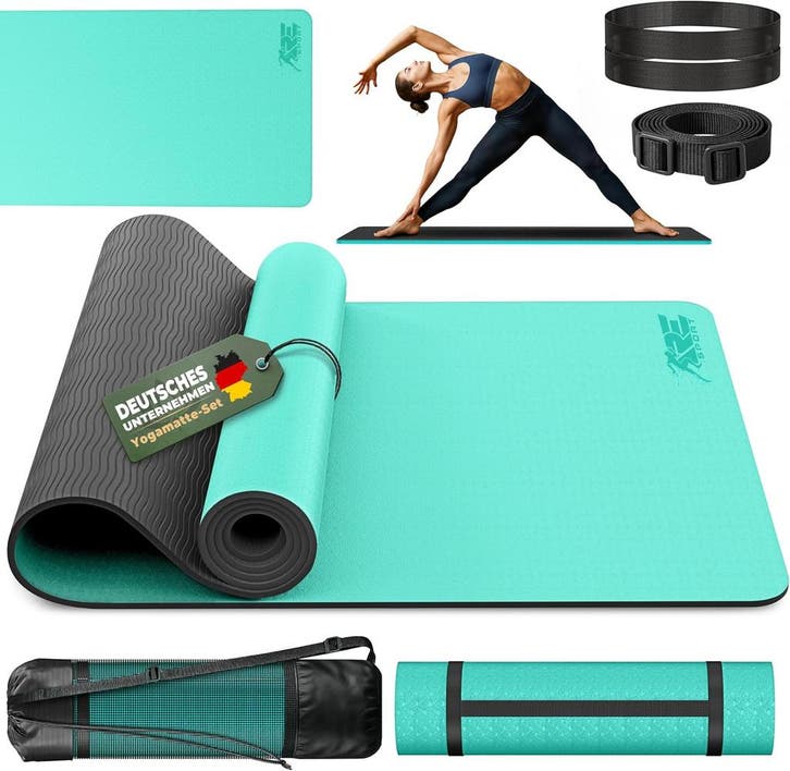 Yogamat - Fitness mat - Sportmat - Yoga mat extra dik - 183x, Sport en Fitness, Yoga en Pilates, Zo goed als nieuw, Verzenden