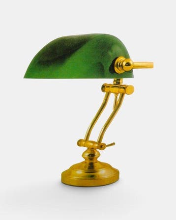 Bureaulamp - Messing, Glas - Mooie Notaris of Banklamp