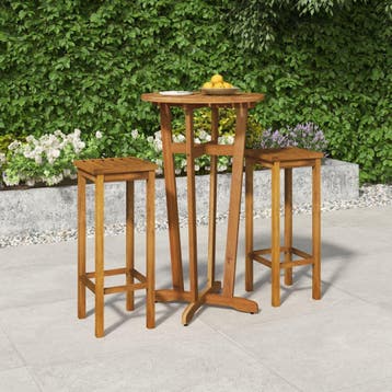 vidaXL 3-delige Tuinbarset massief acaciahout, Verzenden, Nieuw, Hardhout, 2 zitplaatsen